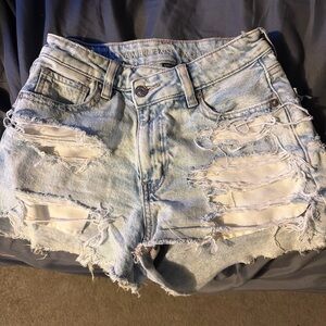 American Eagle Outfitters Ripped Light Blue Jean Shorts